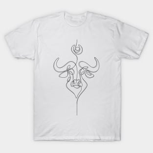 Minimalistic Continuous Line Bull Portrait (black line on white background) T-Shirt